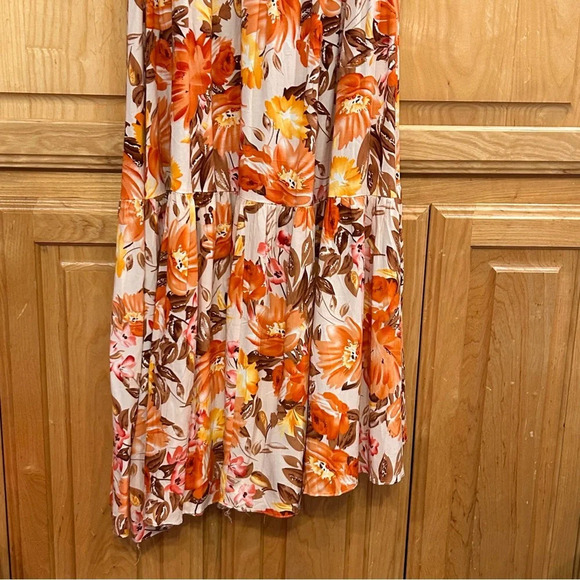 Petal & Pup Marietta Floral One-Shoulder Sundress Orange floral maxi size 4 - Picture 7 of 12